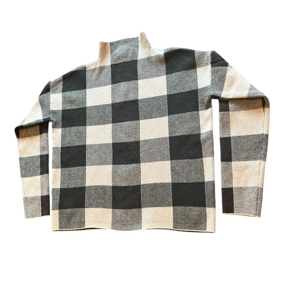 Tahari Mock Funnel Neck Checkered Green/Cream/Black Turtleneck Sweater Size S - Picture 12 of 15
